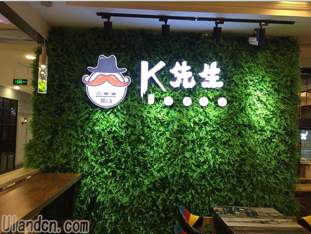 仿真植物墙上安装发光logo