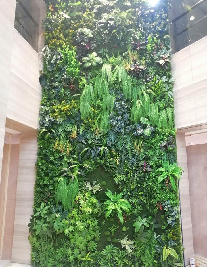 室内假绿植装饰墙
