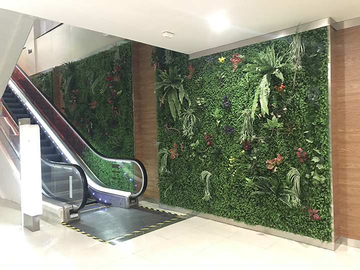 商场扶梯墙面仿真植物装饰
