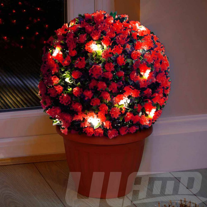 带LED灯的红色仿真植物草球