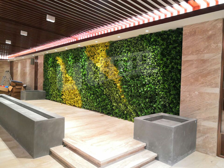室内游泳池墙面仿真植物墙装饰后效果图