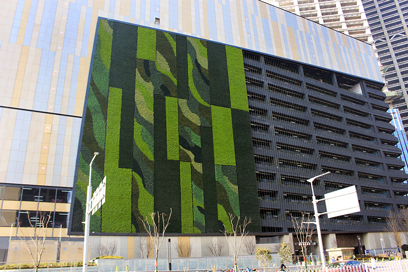 仿真植物墙工程案例_南京金鹰国际二期外墙立体绿化