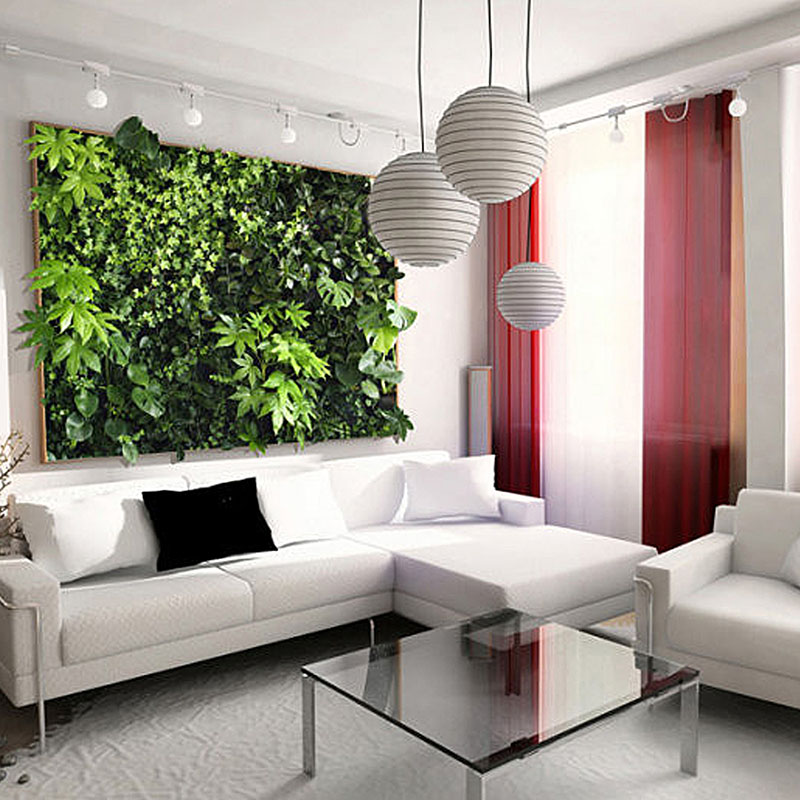 客厅沙发背景墙绿植装饰