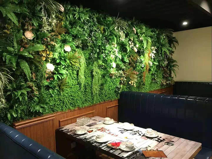 常州餐厅仿真植物墙工程案例效果图